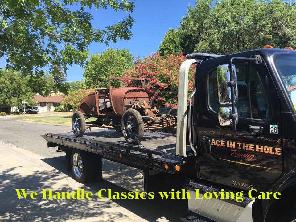 If you need vehicle delivered to your home or business, Sacramento Ace Towing is happy to provide door to door service when transporting classic vehicles. Our flatbed tow trucks are the perfect solution to your classic car transport needs.